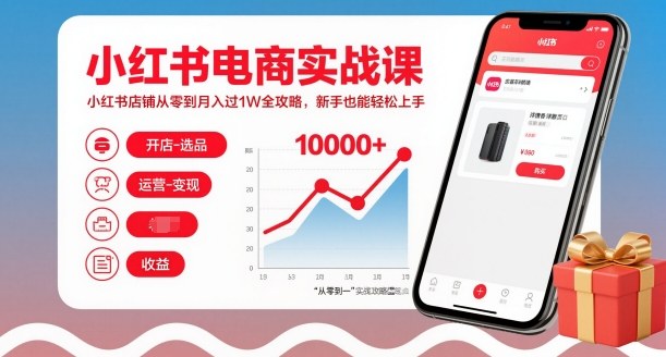 小红书电商实战课，小红书店铺从零到月入过1W全攻略，新手也能轻松上手-小鸿资源库