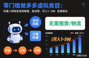 零门槛做多多虚拟类目：机器人帮助发货回客服，轻运营，月入1-5W实操路径【揭秘】-小鸿资源库