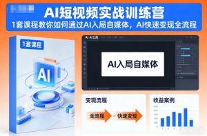 AI短视频实战训练营，1套课程教你如何通过AI入局自媒体，AI快速变现全流程-小鸿资源库