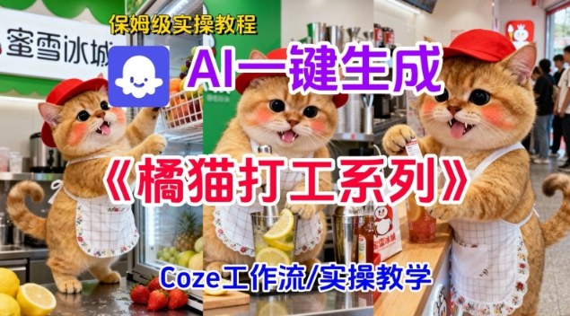 Coze扣子工作流一键生成胖橘猫打工短视频，保姆级实操搭建教学-小鸿资源库