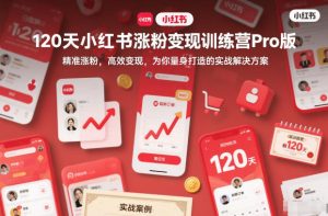 120天小红书涨粉变现训练营Pro版，​精准涨粉，高效变现​，为你量身打造的实战解决方案-小鸿资源库