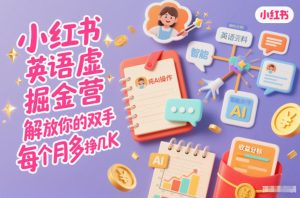 小红书英语虚拟资料掘金营，纯AI操作，解放你的双手，每个月多挣几K-小鸿资源库