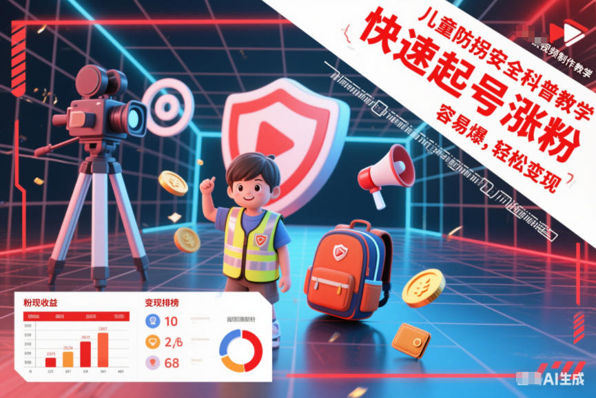 儿童防拐安全科普知识视频制作教学，快速起号涨粉，容易爆，轻松变现-小鸿资源库