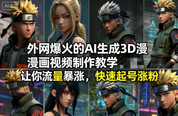 外网爆火的AI生成3D漫画视频制作教学，让你流量暴涨，快速起号涨粉！-小鸿资源库