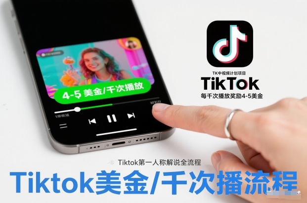 TK中视频计划项目，Tiktok第一人称解说流程，每干次播放奖励4-5美金-小鸿资源库