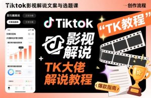 Tiktok影视解说文案与选题课，TK大佬影视解说教程，带你出海賺美刀（更新）-小鸿资源库