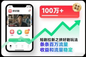 短剧拉新之拼好剧玩法，条条百万流量，收益和流量稳定-小鸿资源库