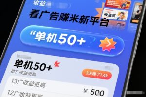 看广告賺米新平台，收益高，单机50+，推广收益更高，3天賺了1.4k【揭秘】-小鸿资源库