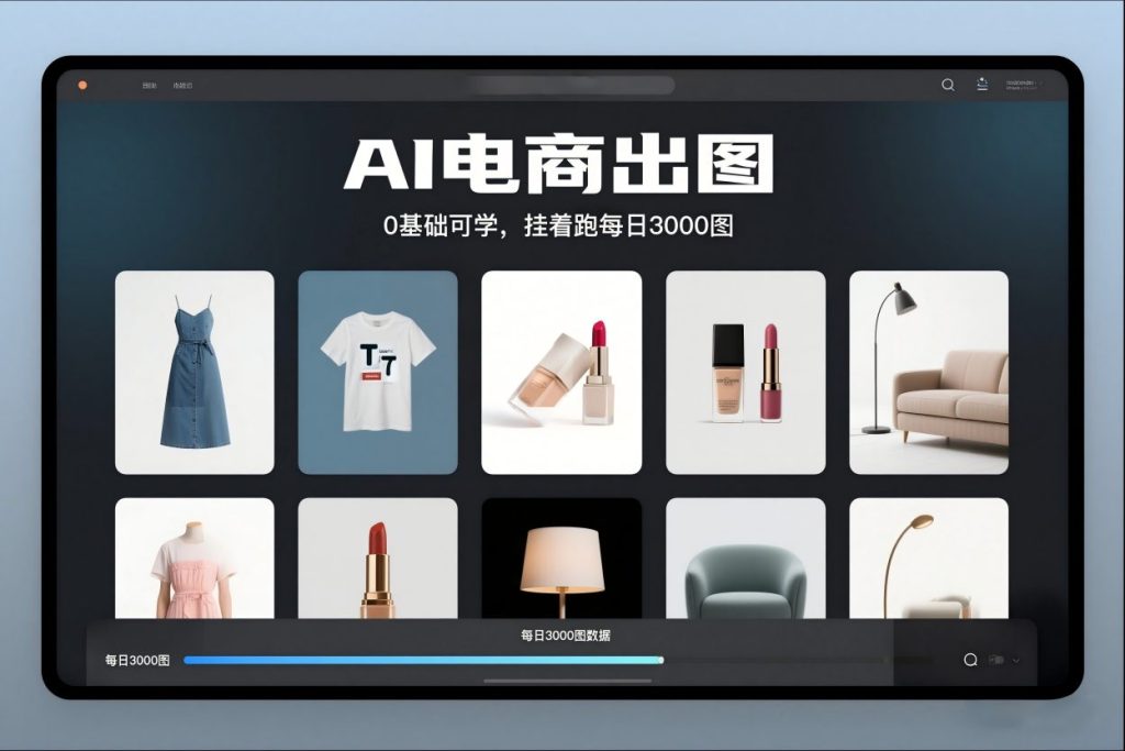 AI电商出图，0基础可学，挂着跑每日3000图-小鸿资源库