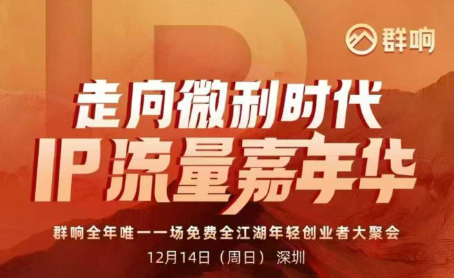2025ip嘉年华万人12月14深圳线下课，走向微利时代，IP流量嘉年华，实操性极强的商业干货课-小鸿资源库