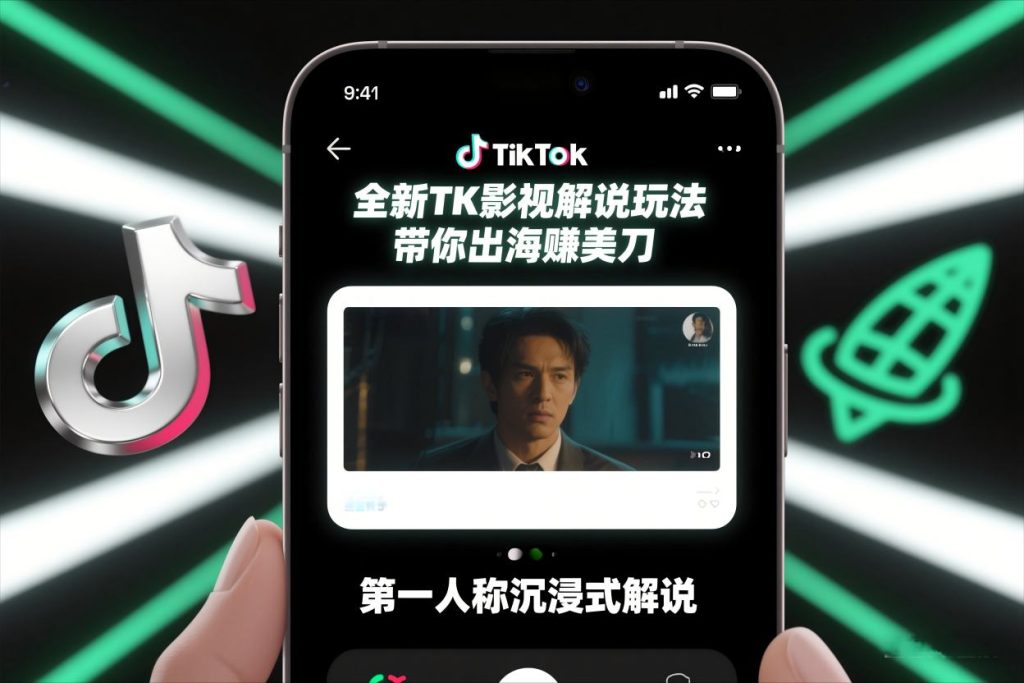 TikTok第一人称影视解说教学，全新TK影视解说玩法，带你出海賺美刀-小鸿资源库