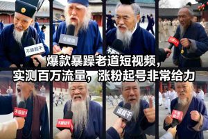 爆款暴躁老道短视频，实测百万流量，涨粉起号非常给力-小鸿资源库