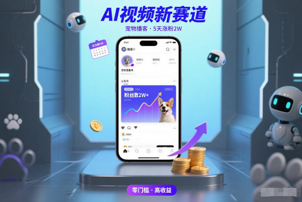 AI视频新赛道，宠物播客仅注册5天涨粉2W，收益非常可观-小鸿资源库