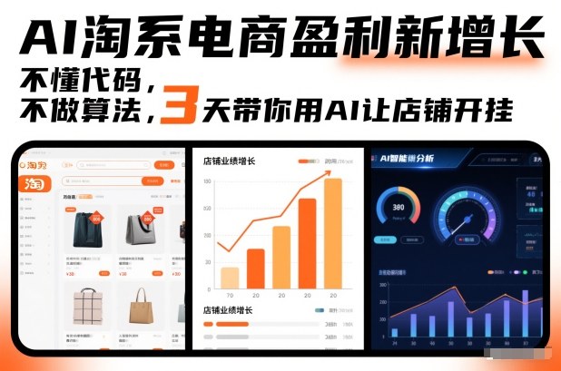 AI淘系电商盈利新增长，不懂代码，不做算法，3天带你用AI让店铺开挂-小鸿资源库