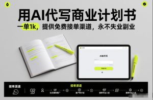 用AI代写商业计划书，一单1k，提供免费接单渠道，永不失业副业-小鸿资源库