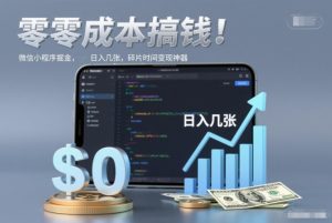零成本搞钱，微信小程序掘金，简单易操作，日入几张，碎片时间变现神器【揭秘】-小鸿资源库
