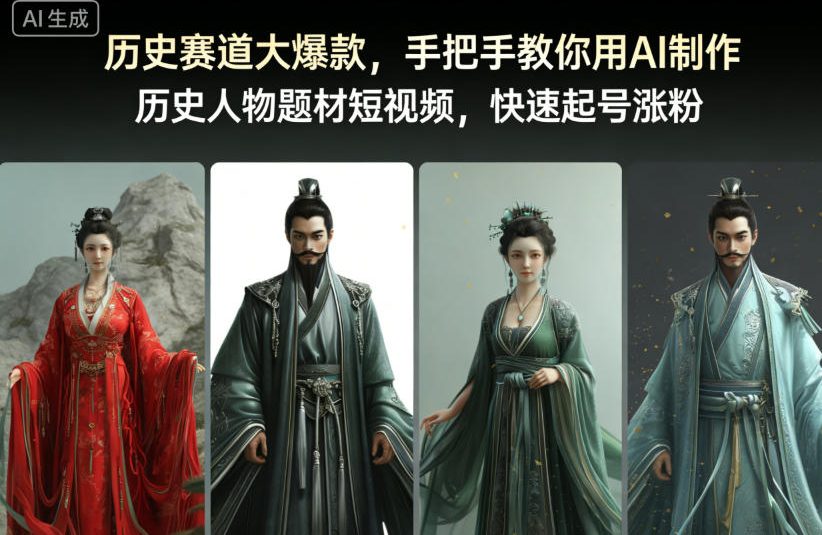 历史赛道大爆款，手把手教你用AI制作历史人物题材短视频，快速起号涨粉-小鸿资源库