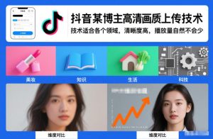 抖音某博主视频高清画质上传技术，技术适合各个领域，清晰度高，播放量自然不会少-小鸿资源库