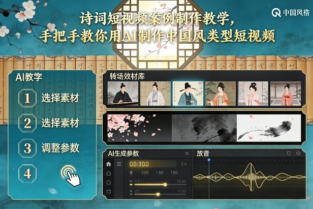 古诗词短视频案例制作教学，手把手教你用AI制作中国风类型短视频-小鸿资源库