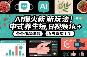 AI爆火新玩法，中式养生短视频，日收益1k+条条作品爆款，小白直接上手，附详细教程-小鸿资源库