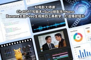 AI电影大师课：ChatGPT写脚本+Suno做配乐+Nano Banana生图+Veo生视频，打造爆款短片-小鸿资源库