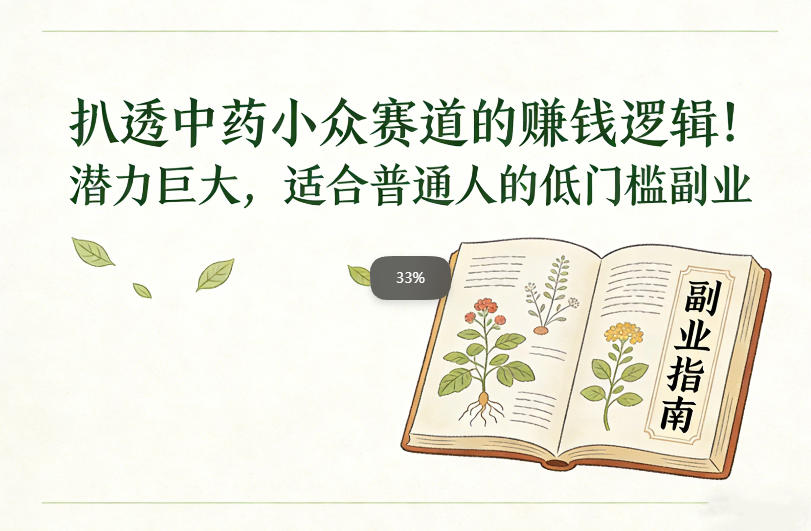 扒透中药小众赛道的賺米逻辑，潜力巨大，适合普通人的低门槛副业-小鸿资源库