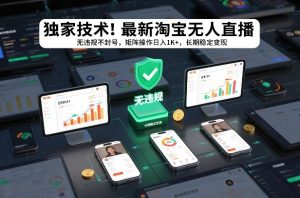 独家技术！最新淘宝无人直播：无违规不封号，矩阵操作日入1K+，长期稳定变现【揭秘】-小鸿资源库