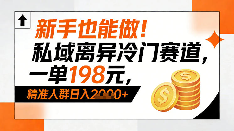 新手也能做！私域离异冷门赛道，一单198，精准人群日入1k+-小鸿资源库
