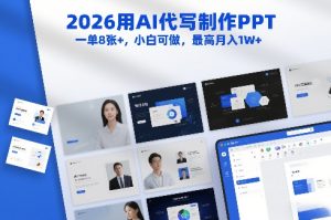 2026用AI代写制作PPT，一单8张+，小白可做，最高月入1W+-小鸿资源库