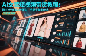 AI女装短视频带货教程：博主7天狂賺2W佣金，手把手复刻玩法，可直接照搬-小鸿资源库