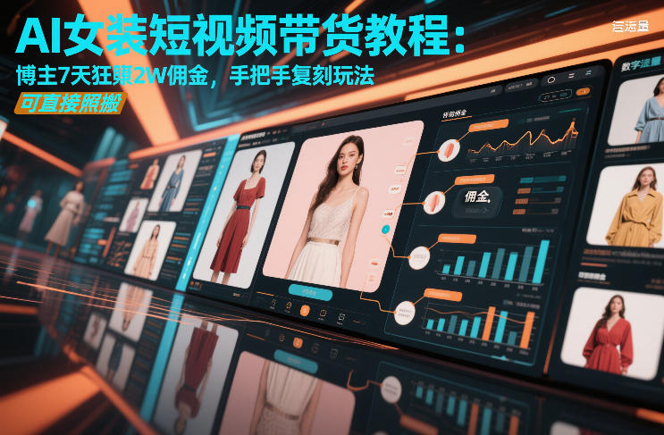 AI女装短视频带货教程：博主7天狂賺2W佣金，手把手复刻玩法，可直接照搬-小鸿资源库