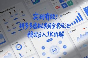 实测有效：拼多多虚拟类目全套玩法，矩阵化布局，稳定日入1K拆解【揭秘】-小鸿资源库