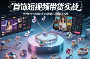 首饰短视频带货实战，从0到1带你跑通抖音小店和图文带货的全流程-小鸿资源库