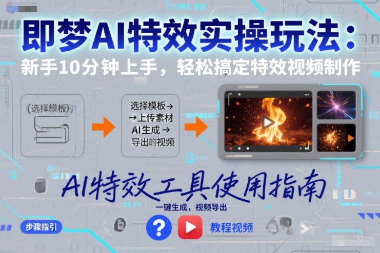 即梦AI特效实操玩法：新手10分钟上手，轻松搞定特效视频制作-小鸿资源库