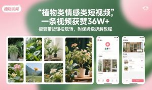 植物类情感类短视频，一条视频获赞36W+，橱窗带货轻松玩转，附保姆级拆解教程-小鸿资源库