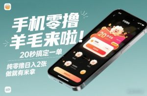 手机零撸薅羊毛来啦！20秒搞定一单，纯零撸日入2张，做就有米拿【揭秘】-小鸿资源库