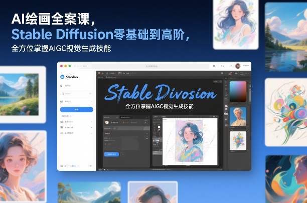 AI绘画全案课，Stable Diffusion零基础到高阶，全方位掌握AIGC视觉生成技能-小鸿资源库