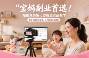 宝妈副业首选！短视频带货母婴赛道实战教学，新手也能轻松出单，碎片时间轻松增收-小鸿资源库