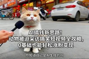 AI搞钱新思路！动物被迫采访搞笑短视频全攻略，0基础也能轻松涨粉变现-小鸿资源库