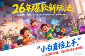 26年爆款新玩法，儿童科普AI视频，全流程实操，轻松做爆款内容，小白直接上手，附详细玩法教程-小鸿资源库