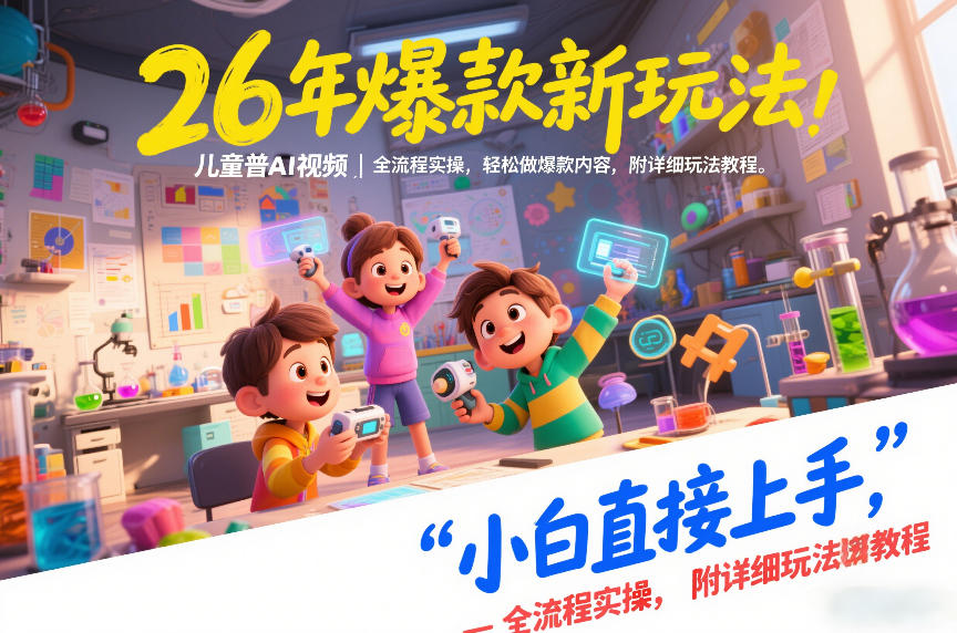 26年爆款新玩法，儿童科普AI视频，全流程实操，轻松做爆款内容，小白直接上手，附详细玩法教程-小鸿资源库