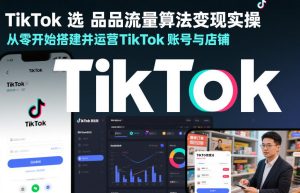 TikTok选品流量算法变现实操，从零开始搭建并运营TikTok账号与店铺-小鸿资源库