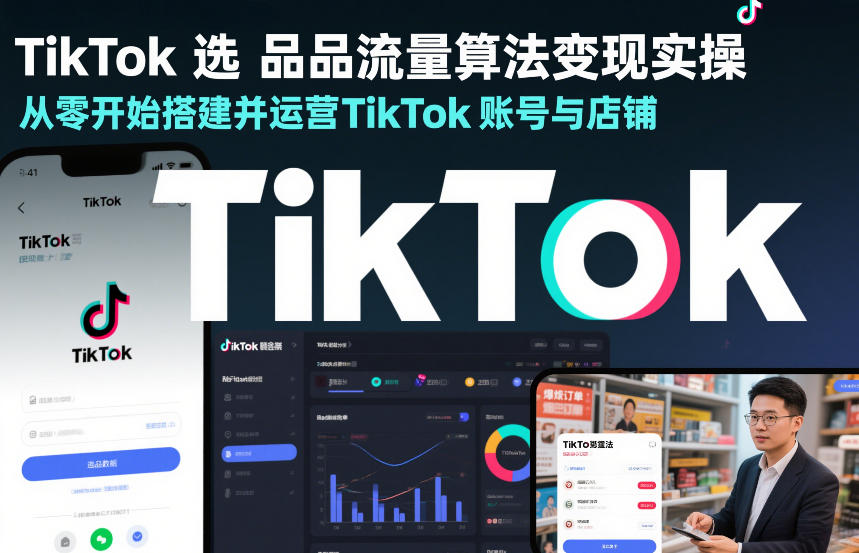 TikTok选品流量算法变现实操，从零开始搭建并运营TikTok账号与店铺-小鸿资源库