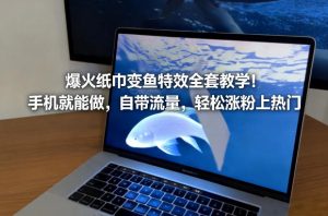 爆火纸巾变鱼特效全套教学！手机就能做，自带流量，轻松涨粉上热门-小鸿资源库