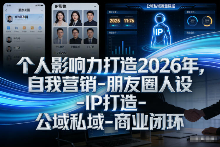 个人影响力打造2026年，自我营销-朋友圈人设-IP打造-公域私域-商业闭环-小鸿资源库
