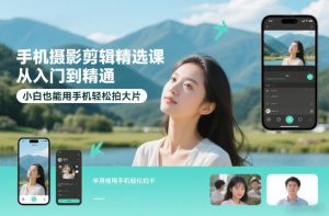 手机摄影剪辑精选课，从入门到精通，小白也能用手机轻松拍大片-小鸿资源库