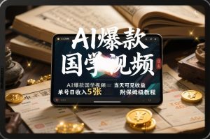 AI爆款国学视频，独家起号方法，小白直接上手，当天可见收益，单号日收入5张+附保姆级教程-小鸿资源库