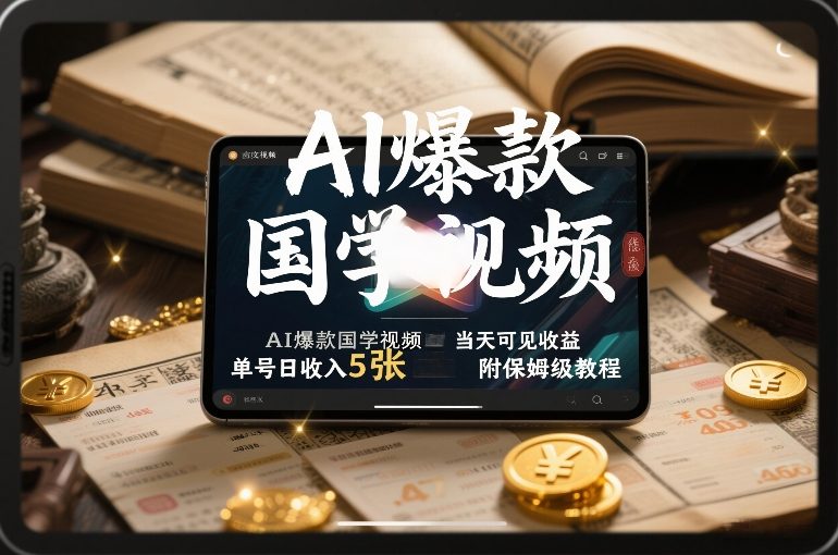 AI爆款国学视频，独家起号方法，小白直接上手，当天可见收益，单号日收入5张+附保姆级教程-小鸿资源库