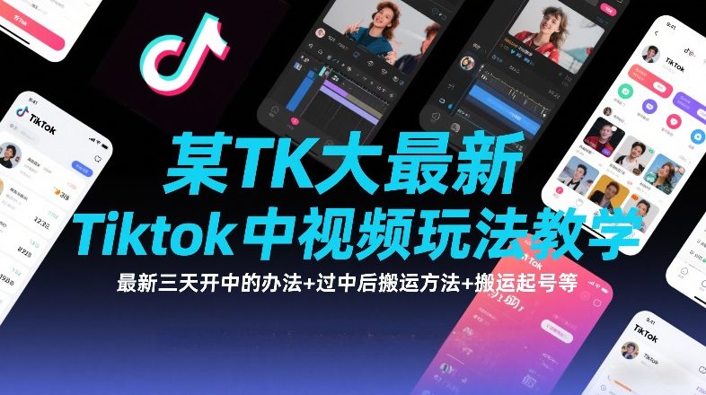某TK大佬最新Tiktok中视频玩法教学，最新三天开中的办法+过中后搬运方法+搬运起号等-小鸿资源库