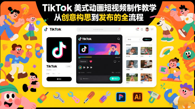 TikTok美式动画短视频制作教学，从创意构思到发布的全流程-小鸿资源库